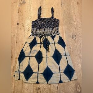 Maeve Anthropologie Sundress Empire Waist Boho Hippie Tie Dye Blue US 4 - 1D1029